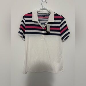 Puma Striped Polo Shirt - White, Navy, Pink